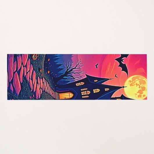 Spooky Halloween Haunted Mansion Art Yogamat (Achterkant (horizontaal))