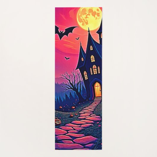 Spooky Halloween Haunted Mansion Art Yogamat (Achterkant)