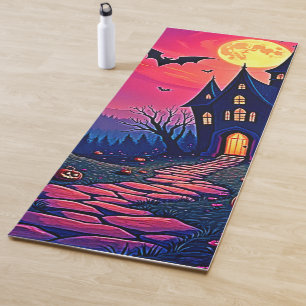 Spooky Halloween Haunted Mansion Art Yogamat