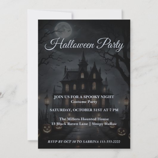 Spooky Halloween Haunted Mansion Party Uitnodiging (Voorkant)