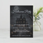 Spooky Halloween Haunted Mansion Party Uitnodiging (Staand voorkant)