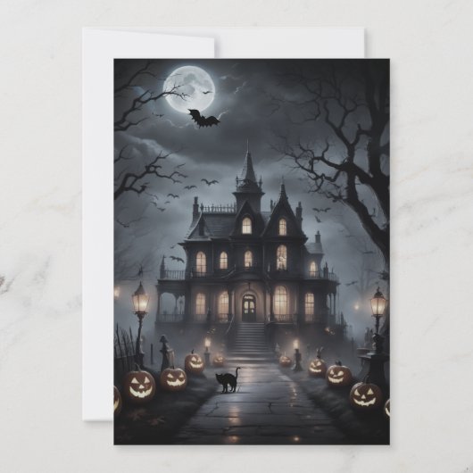 Spooky Halloween Haunted Mansion Party Uitnodiging (Achterkant)