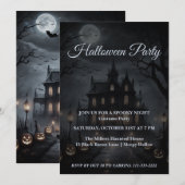 Spooky Halloween Haunted Mansion Party Uitnodiging (Voorkant / Achterkant)