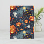 Spooky Halloween Haunted Night Flat Uitnodiging (Staand voorkant)