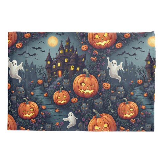 Spooky Halloween Haunted Night Pillow Hoesje Kussensloop (Achterkant)