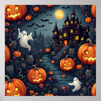 Spooky Halloween Haunted Night Poster