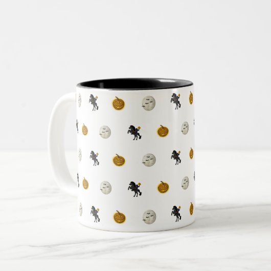 Spooky Halloween Headless Horseman Coffee Mok (Voorkant links)