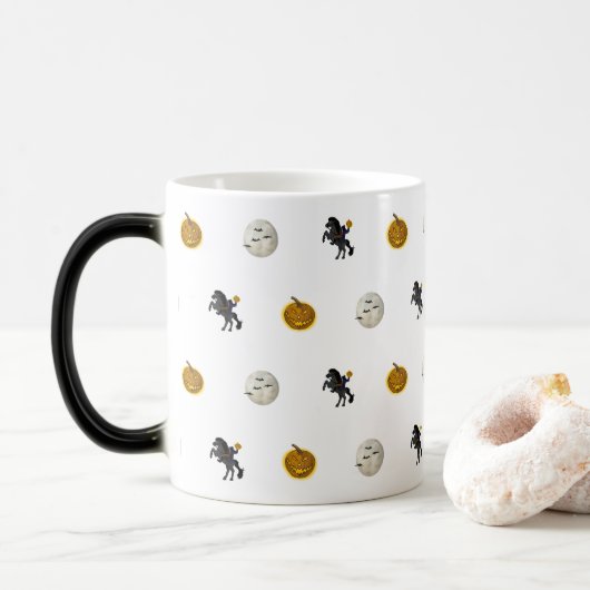 Spooky Halloween Headless Horseman Coffee Mug Magische Mok (Met donut)