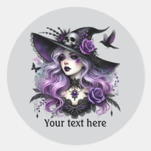 Spooky Halloween heks aanpasbaar Ronde Sticker