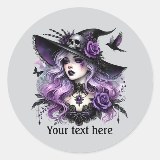 Spooky Halloween heks aanpasbaar Ronde Sticker (Voorkant)
