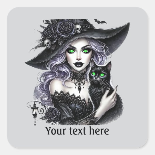 Spooky Halloween heks aanpasbaar Vierkante Sticker (Voorkant)