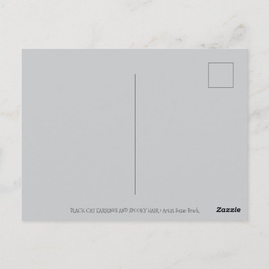 SPOOKY HALLOWEEN HEKS, GEESTEN, ZWARTE KAT OORBELL BRIEFKAART (Achterkant)