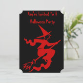 Spooky Halloween heks op bezemsteel Kaart (Staand voorkant)