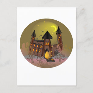 Spooky Halloween heksenhuis en vampieren kasteel Briefkaart