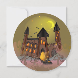 Spooky Halloween heksenhuis en vampieren kasteel Feestdagenkaart