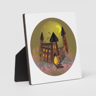 Spooky Halloween heksenhuis en vampieren kasteel Fotoplaat