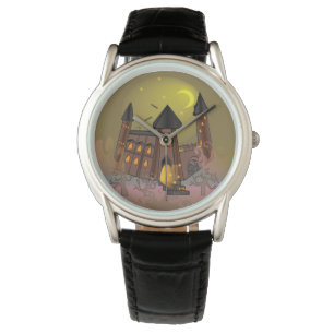 Spooky Halloween heksenhuis en vampieren kasteel Horloge