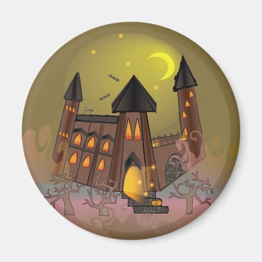 Spooky Halloween heksenhuis en vampieren kasteel Magneet (Voorkant)