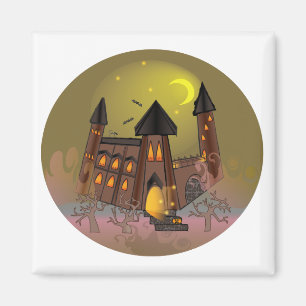 Spooky Halloween heksenhuis en vampieren kasteel Magneet