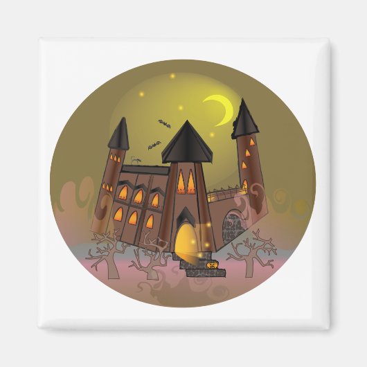 Spooky Halloween heksenhuis en vampieren kasteel Magneet (Voorkant)