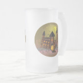 Spooky Halloween heksenhuis en vampieren kasteel Matglas Bierpul (Voorkant rechts)