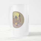 Spooky Halloween heksenhuis en vampieren kasteel Matglas Bierpul (Voorkant links)