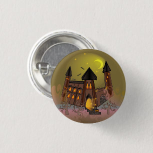 Spooky Halloween heksenhuis en vampieren kasteel Ronde Button 3,2 Cm