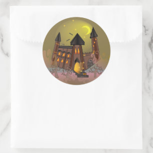 Spooky Halloween heksenhuis en vampieren kasteel Ronde Sticker