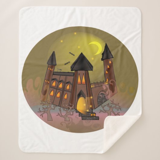 Spooky Halloween heksenhuis en vampieren kasteel Sherpa Deken (Voorkant)