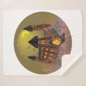 Spooky Halloween heksenhuis en vampieren kasteel Sherpa Deken (Voorkant (horizontaal))