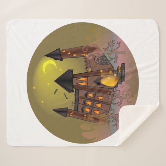 Spooky Halloween heksenhuis en vampieren kasteel Sherpa Deken (Voorkant (horizontaal))