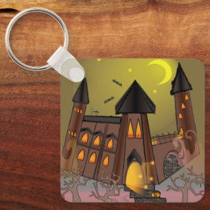 Spooky Halloween heksenhuis en vampieren kasteel Sleutelhanger