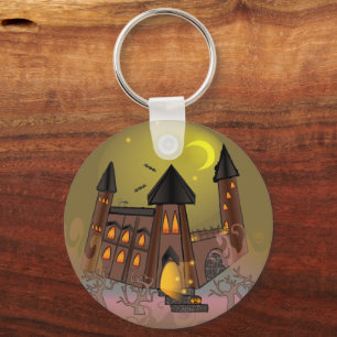 Spooky Halloween heksenhuis en vampieren kasteel Sleutelhanger