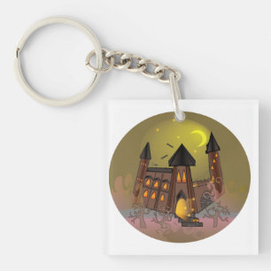 Spooky Halloween heksenhuis en vampieren kasteel Sleutelhanger