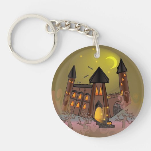 Spooky Halloween heksenhuis en vampieren kasteel Sleutelhanger (Voorkant)