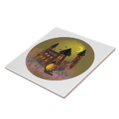 Spooky Halloween heksenhuis en vampieren kasteel Tegeltje (Zijkant)