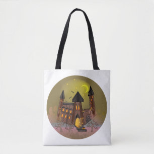 Spooky Halloween heksenhuis en vampieren kasteel Tote Bag