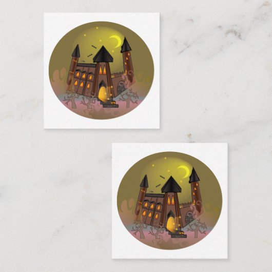 Spooky Halloween heksenhuis en vampieren kasteel Vierkante Visitekaartje (Voorkant / Achterkant)