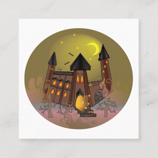 Spooky Halloween heksenhuis en vampieren kasteel Vierkante Visitekaartje (Achterkant)