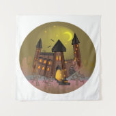 Spooky Halloween heksenhuis en vampieren kasteel Wandkleed (Voorkant)