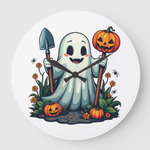 Spooky Halloween Herfst Tuinieren Ghost Pumpkin Grote Klok