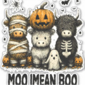 Spooky Halloween Highland Koe Sticker (Voorkant)