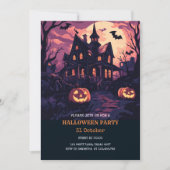 Spooky Halloween House at Night Party Feestdagenkaart (Voorkant)