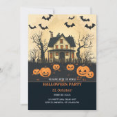 Spooky Halloween House at Night Party Feestdagenkaart (Voorkant)