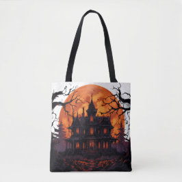 Spooky Halloween House Canvas tas