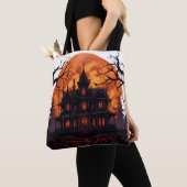 Spooky Halloween House Canvas tas (Dichtbij)
