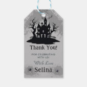 Spooky Halloween House Ghost Verjaardagsfeest Cadeaulabel (Voorkant)