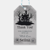 Spooky Halloween House Ghost Verjaardagsfeest Cadeaulabel (Achterkant)