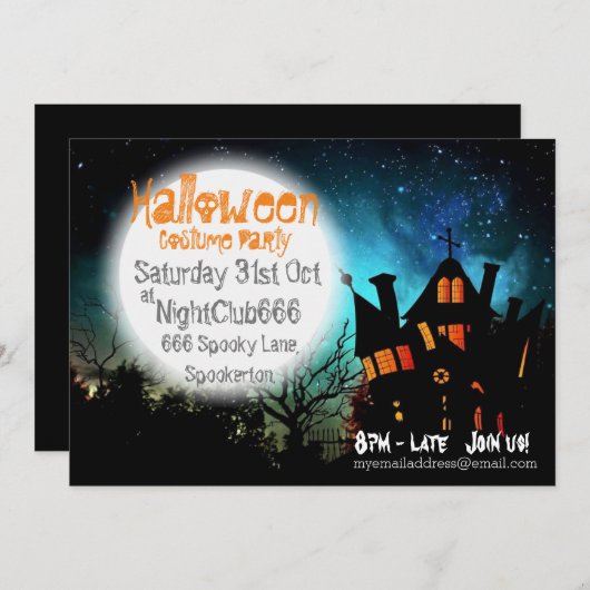 Spooky Halloween House Kaart (Voorkant / Achterkant)