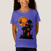 Spooky Halloween huis en heks- kinder T-shirt (Voorkant)